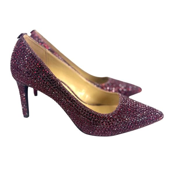 Michael kors Dorthy Red Embellished Ruby Red Pointed Toe Heels - Picture 2 of 7